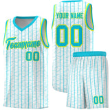 Custom White Custom Gray Pinstripe Retro Sets Uniform Basketball Jersey