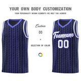 Custom Navy Custom Gray Pinstripe Retro Sets Uniform Basketball Jersey