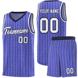 Custom Munsell Blue Custom Gray Pinstripe Retro Sets Uniform Basketball Jersey