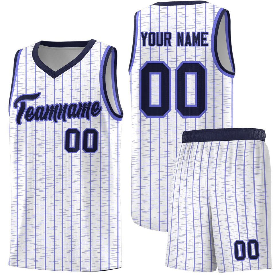 Custom White Custom Gray Pinstripe Retro Sets Uniform Basketball Jersey