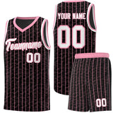 Custom Black Custom Gray Pinstripe Retro Sets Uniform Basketball Jersey