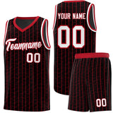 Custom Black Custom Gray Pinstripe Retro Sets Uniform Basketball Jersey