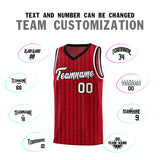 Custom Red Custom Gray Pinstripe Retro Sets Uniform Basketball Jersey