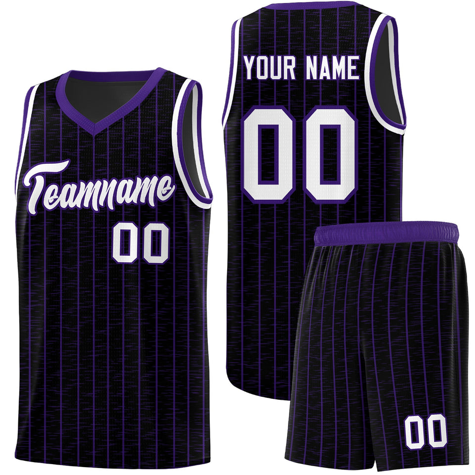 Custom Black Custom Gray Pinstripe Retro Sets Uniform Basketball Jersey