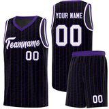 Custom Black Custom Gray Pinstripe Retro Sets Uniform Basketball Jersey