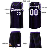 Custom Black Custom Gray Pinstripe Retro Sets Uniform Basketball Jersey