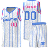Custom White Custom Gray Pinstripe Retro Sets Uniform Basketball Jersey