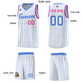Custom White Custom Gray Pinstripe Retro Sets Uniform Basketball Jersey
