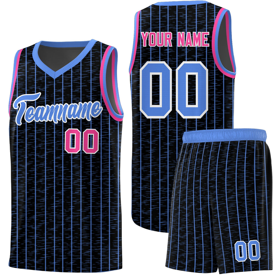 Custom Black Custom Gray Pinstripe Retro Sets Uniform Basketball Jersey