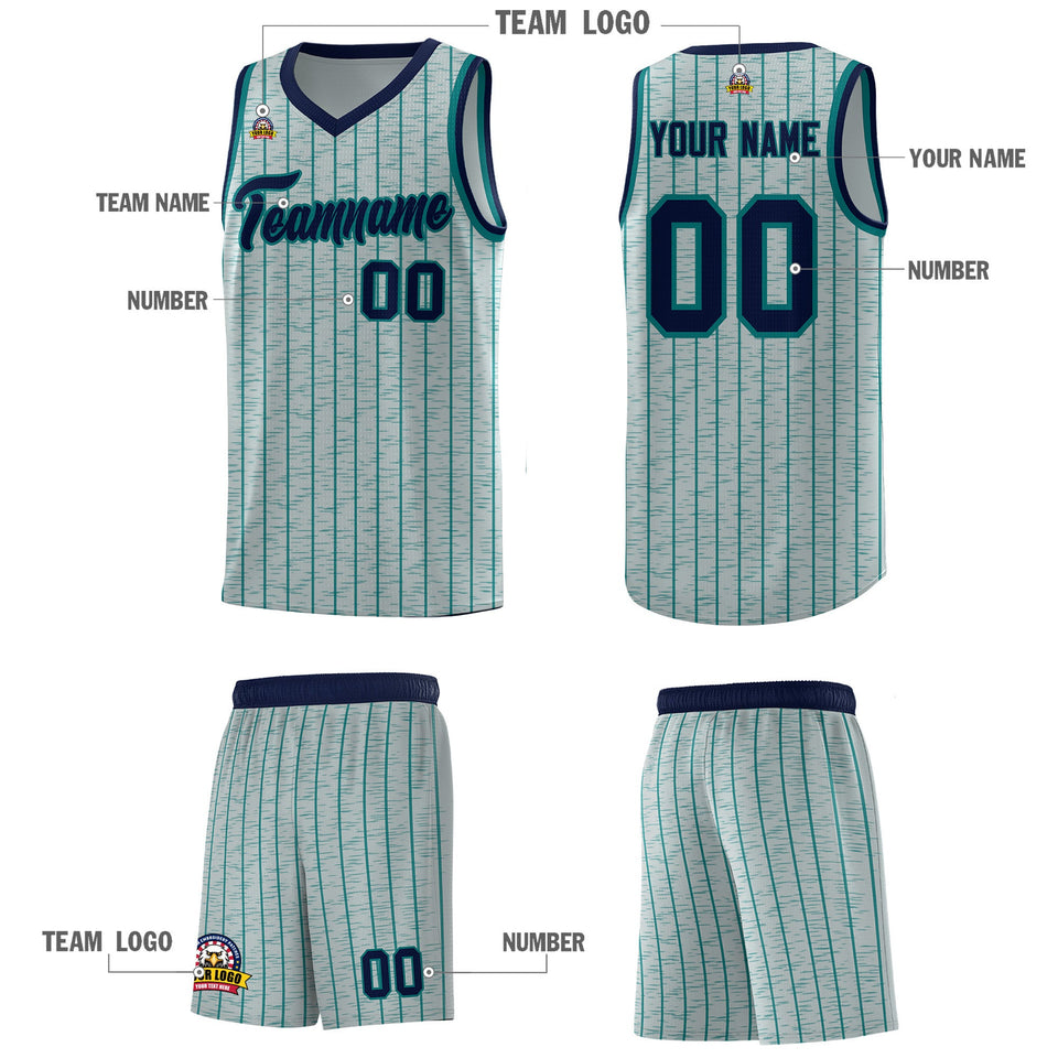 Custom Gray Custom Gray Pinstripe Retro Sets Uniform Basketball Jersey