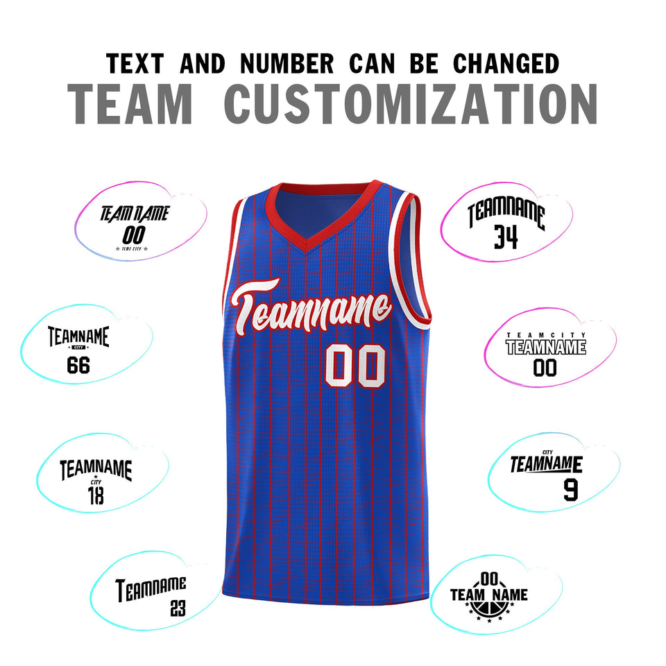 Custom Royal Blue Custom Gray Pinstripe Retro Sets Uniform Basketball Jersey