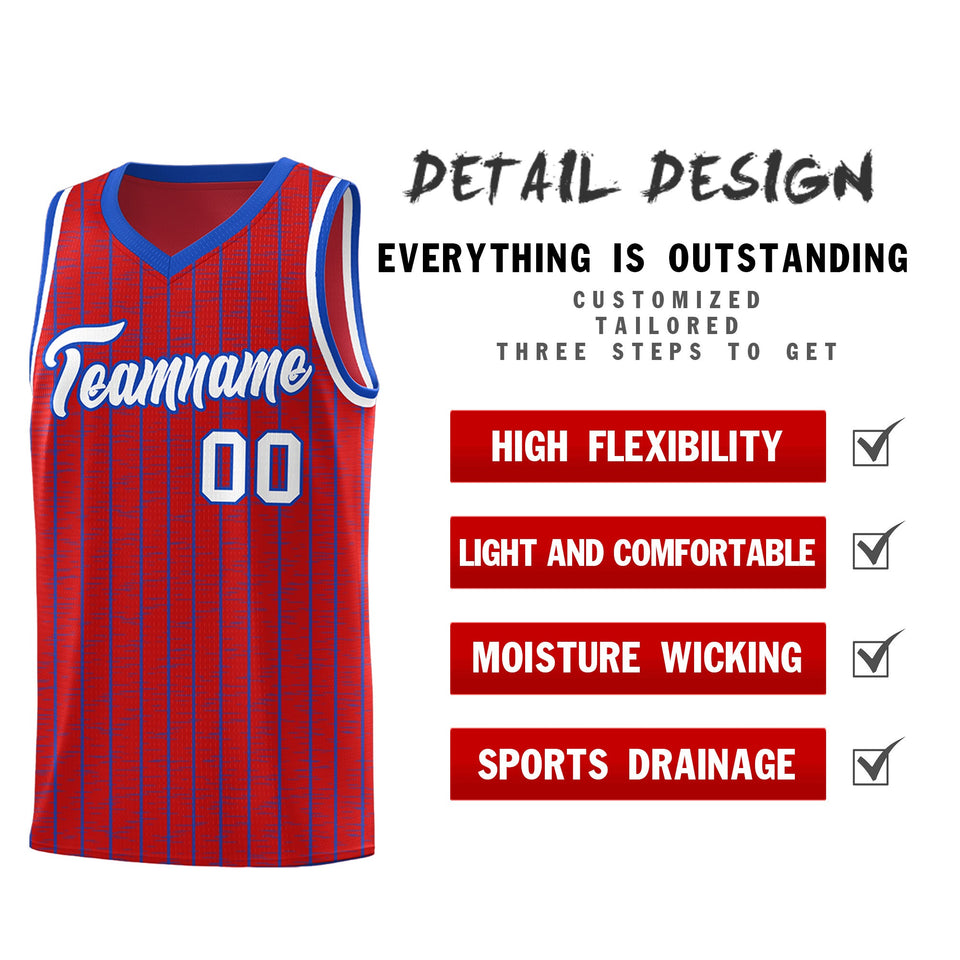 Custom Red Custom Gray Pinstripe Retro Sets Uniform Basketball Jersey