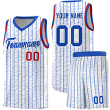 Custom White Custom Gray Pinstripe Retro Sets Uniform Basketball Jersey