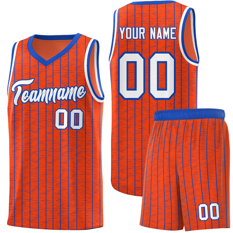 Custom Orange Custom Gray Pinstripe Retro Sets Uniform Basketball Jersey