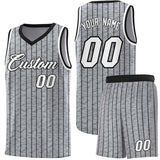 Custom Gray Custom Gray Pinstripe Retro Sets Uniform Basketball Jersey