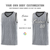 Custom Gray Custom Gray Pinstripe Retro Sets Uniform Basketball Jersey