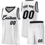 Custom White Custom Gray Pinstripe Retro Sets Uniform Basketball Jersey
