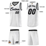 Custom White Custom Gray Pinstripe Retro Sets Uniform Basketball Jersey