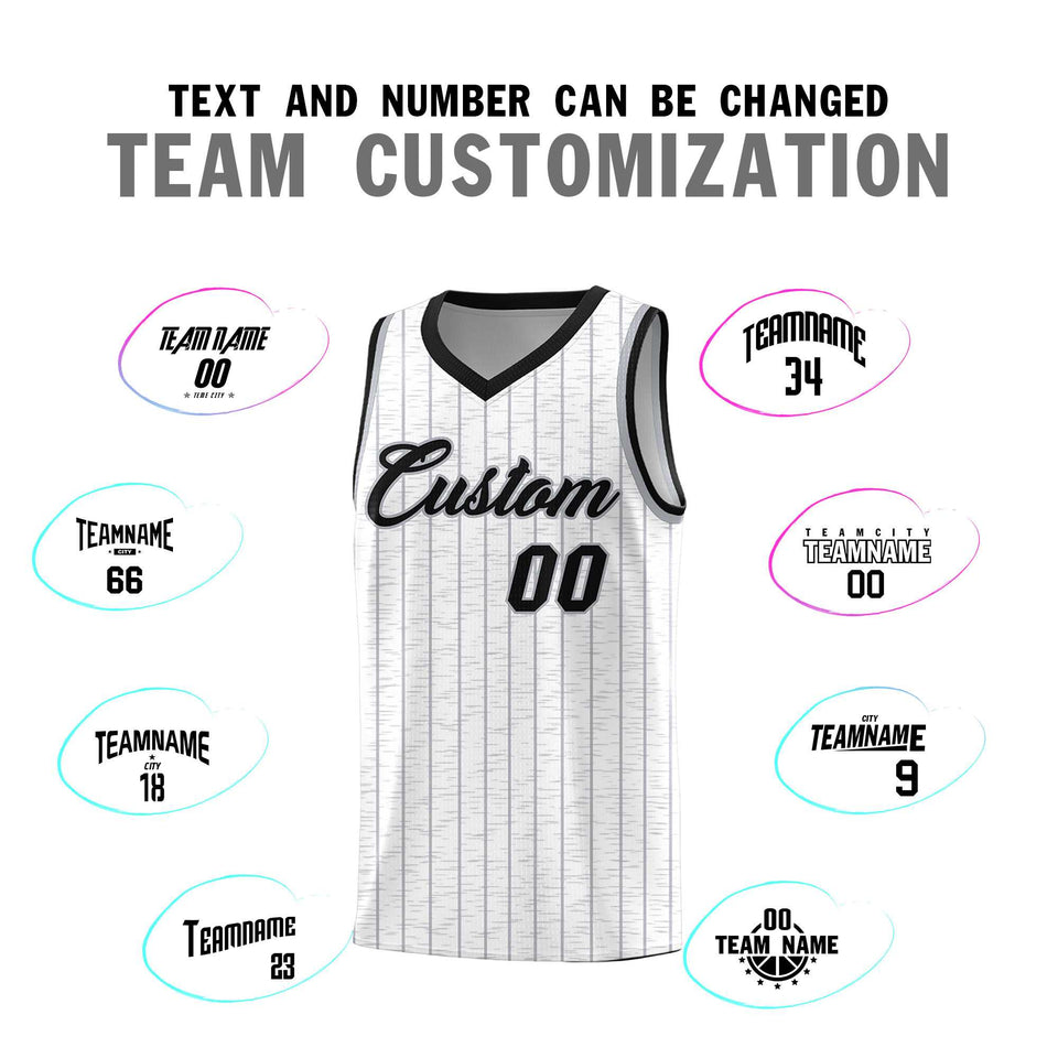 Custom White Custom Gray Pinstripe Retro Sets Uniform Basketball Jersey