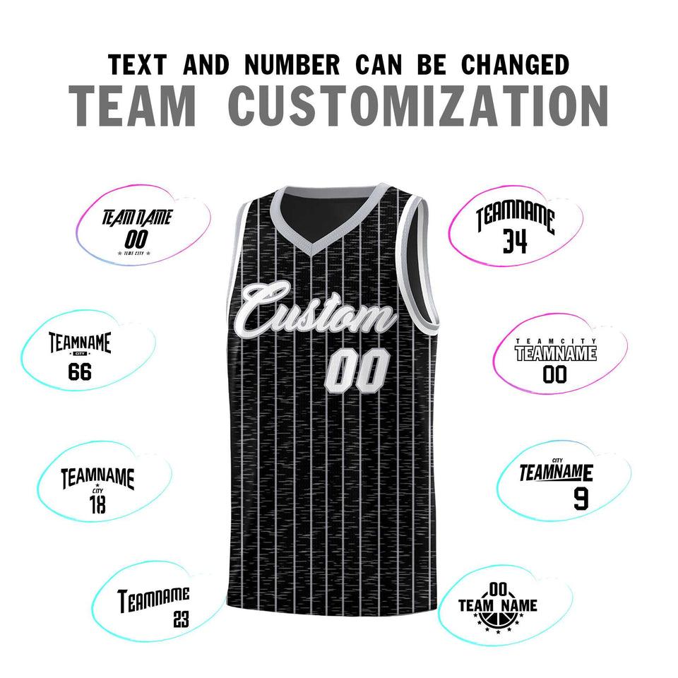 Custom Black Custom Gray Pinstripe Retro Sets Uniform Basketball Jersey