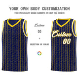 Custom Navy Custom Gray Pinstripe Retro Sets Uniform Basketball Jersey
