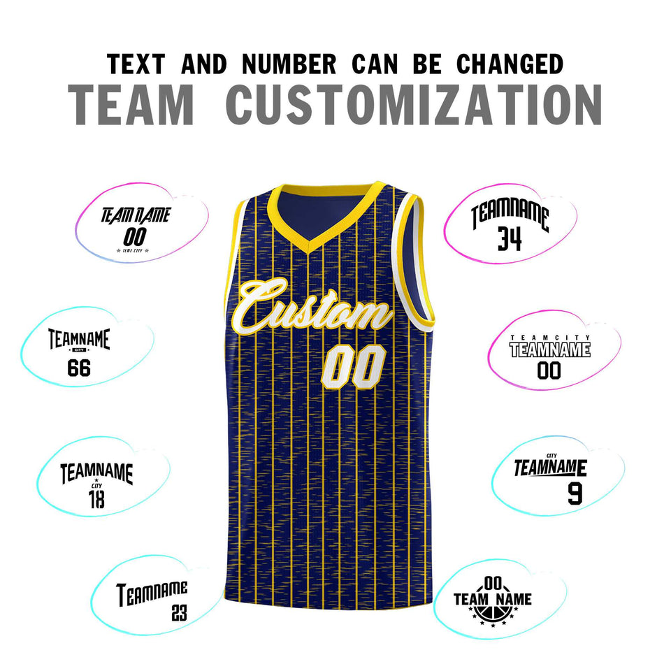 Custom Navy Custom Gray Pinstripe Retro Sets Uniform Basketball Jersey