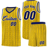 Custom Gold Custom Gray Pinstripe Retro Sets Uniform Basketball Jersey