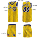 Custom Gold Custom Gray Pinstripe Retro Sets Uniform Basketball Jersey
