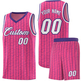 Custom Pink Custom Gray Pinstripe Retro Sets Uniform Basketball Jersey