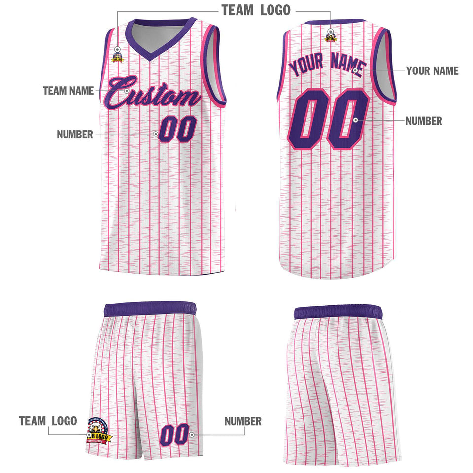Custom White Custom Gray Pinstripe Retro Sets Uniform Basketball Jersey