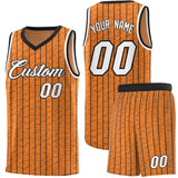 Custom Gold Orange Custom Gray Pinstripe Retro Sets Uniform Basketball Jersey