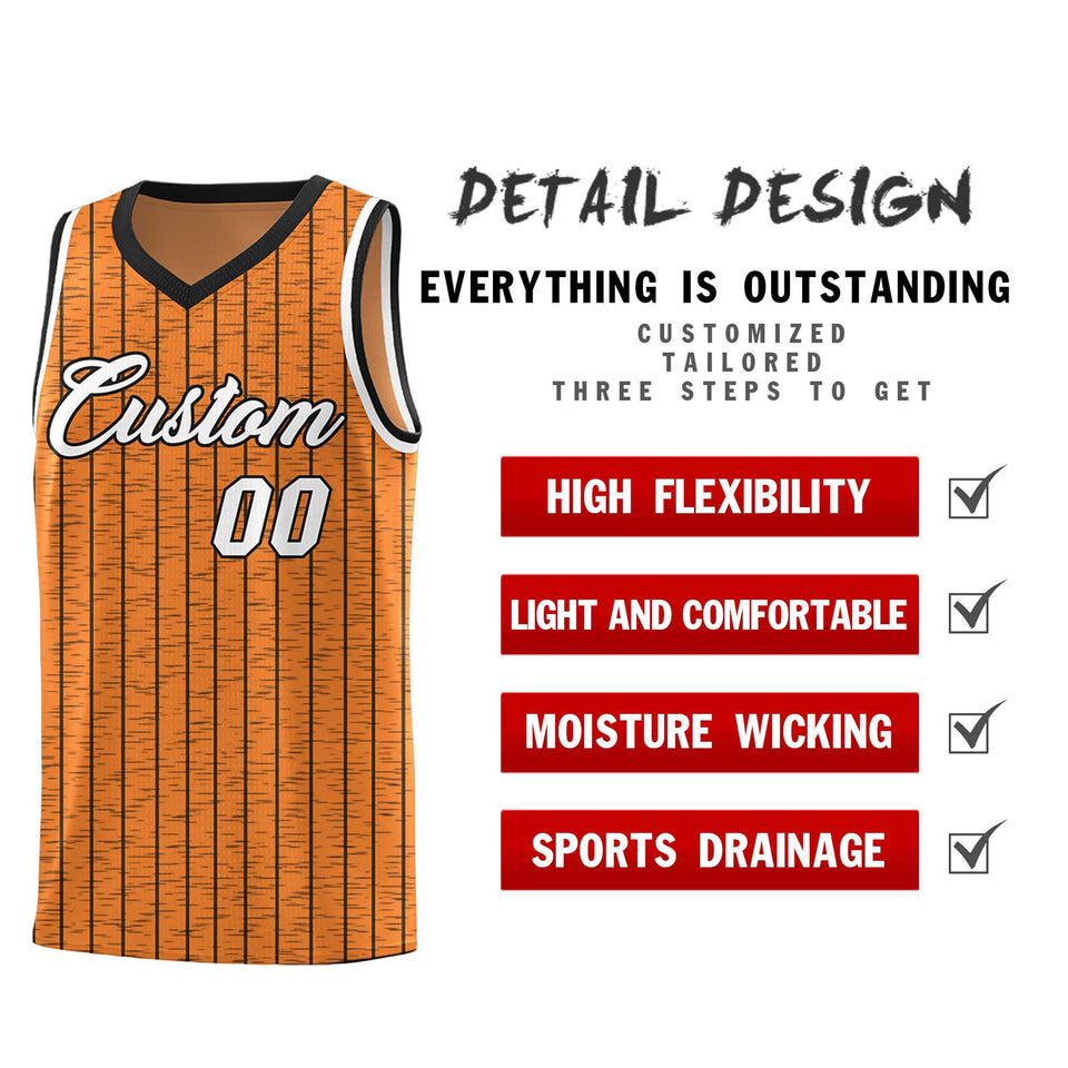 Custom Gold Orange Custom Gray Pinstripe Retro Sets Uniform Basketball Jersey