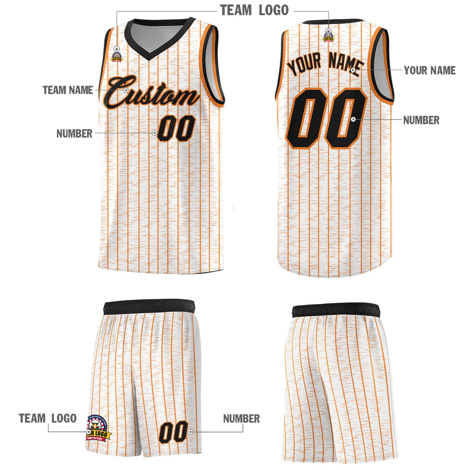 Custom White Custom Gray Pinstripe Retro Sets Uniform Basketball Jersey