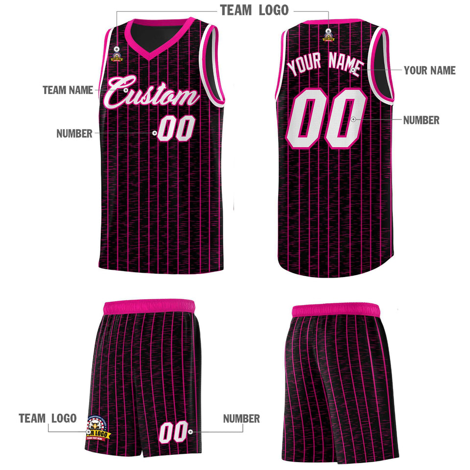 Custom Black Custom Gray Pinstripe Retro Sets Uniform Basketball Jersey