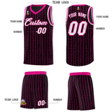 Custom Black Custom Gray Pinstripe Retro Sets Uniform Basketball Jersey