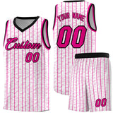 Custom White Custom Gray Pinstripe Retro Sets Uniform Basketball Jersey