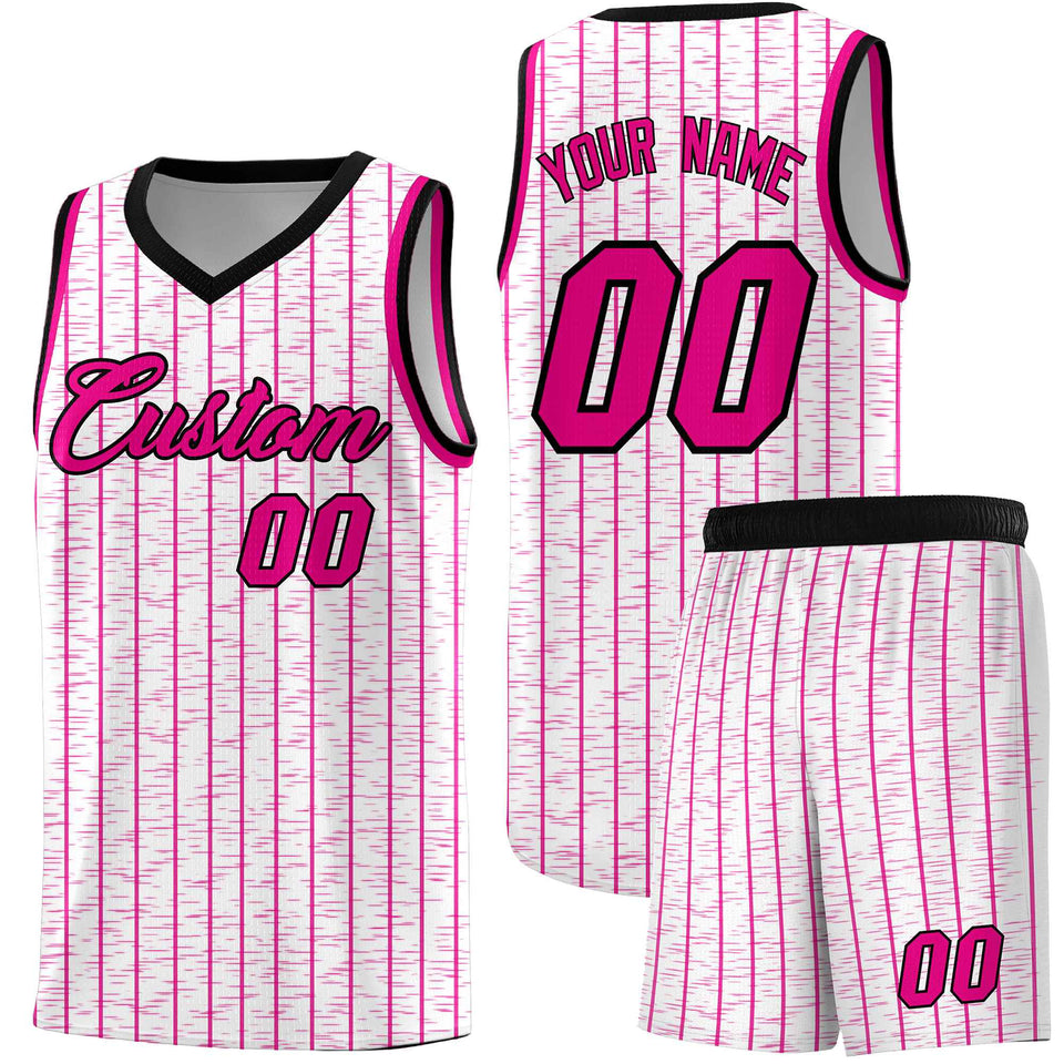 Custom White Custom Gray Pinstripe Retro Sets Uniform Basketball Jersey