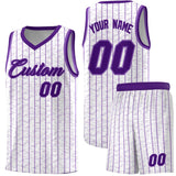 Custom White Custom Gray Pinstripe Retro Sets Uniform Basketball Jersey