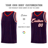Custom Navy Custom Gray Pinstripe Retro Sets Uniform Basketball Jersey
