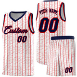 Custom White Custom Gray Pinstripe Retro Sets Uniform Basketball Jersey