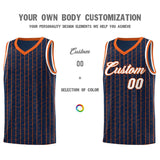 Custom Navy Custom Gray Pinstripe Retro Sets Uniform Basketball Jersey