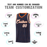 Custom Navy Custom Gray Pinstripe Retro Sets Uniform Basketball Jersey