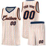 Custom White Custom Gray Pinstripe Retro Sets Uniform Basketball Jersey