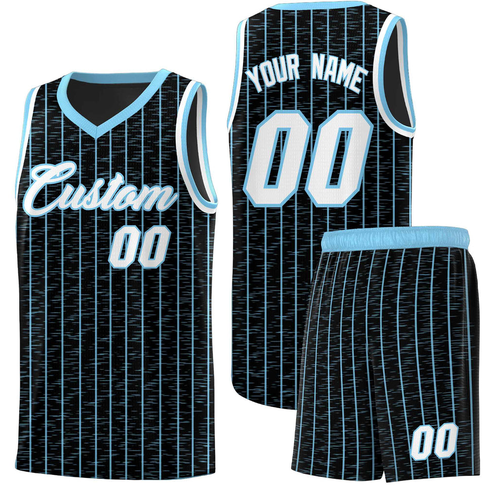 Custom Black Custom Gray Pinstripe Retro Sets Uniform Basketball Jersey