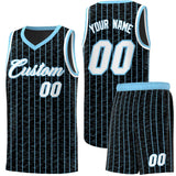 Custom Black Custom Gray Pinstripe Retro Sets Uniform Basketball Jersey