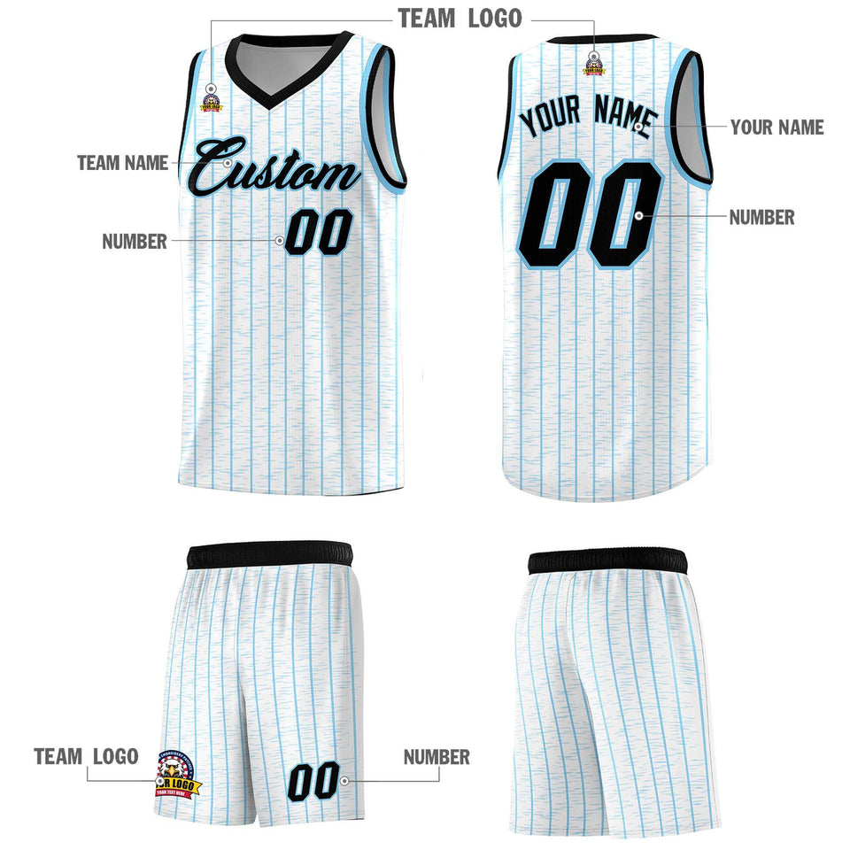 Custom White Custom Gray Pinstripe Retro Sets Uniform Basketball Jersey