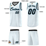 Custom White Custom Gray Pinstripe Retro Sets Uniform Basketball Jersey