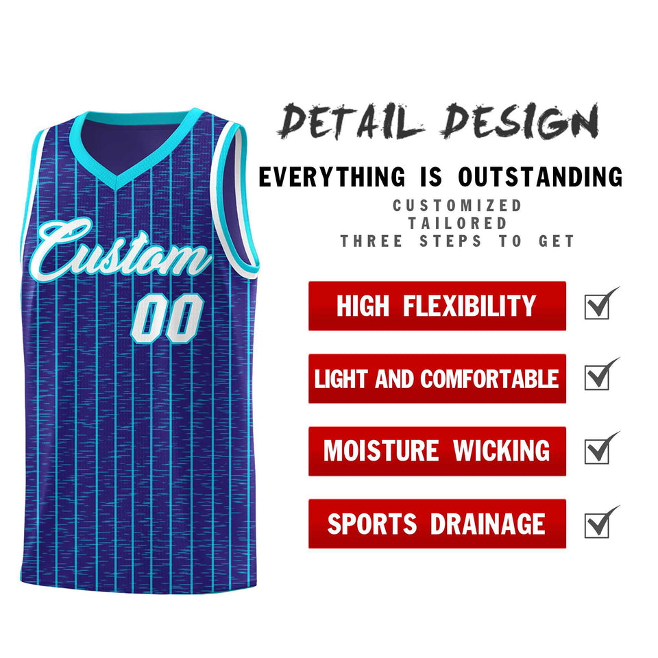 Custom Royal Custom Gray Pinstripe Retro Sets Uniform Basketball Jersey