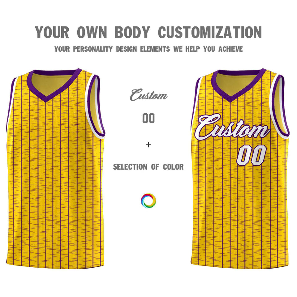 Custom Gold Custom Gray Pinstripe Retro Sets Uniform Basketball Jersey