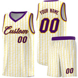 Custom White Custom Gray Pinstripe Retro Sets Uniform Basketball Jersey